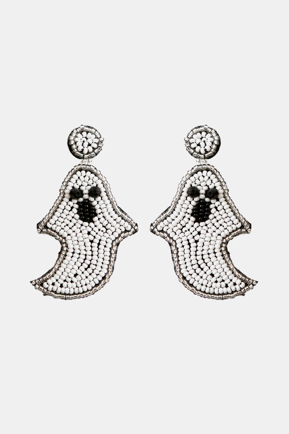 Ghost Shape Beaded Dangle Earrings - T - 2 COLORS -