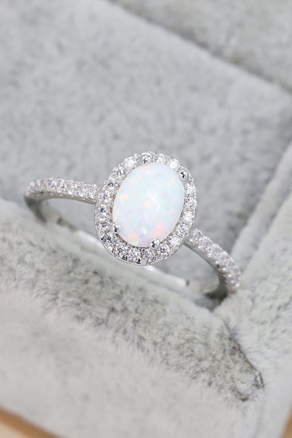 Opal 925 Sterling Silver Halo Ring - T - SIZES 5 THRU 10 - 1 COLOR -