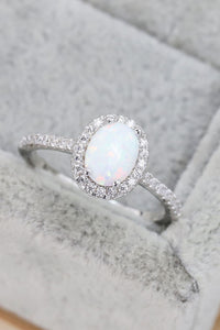 Thumbnail for Opal 925 Sterling Silver Halo Ring - T - SIZES 5 THRU 10 - 1 COLOR -