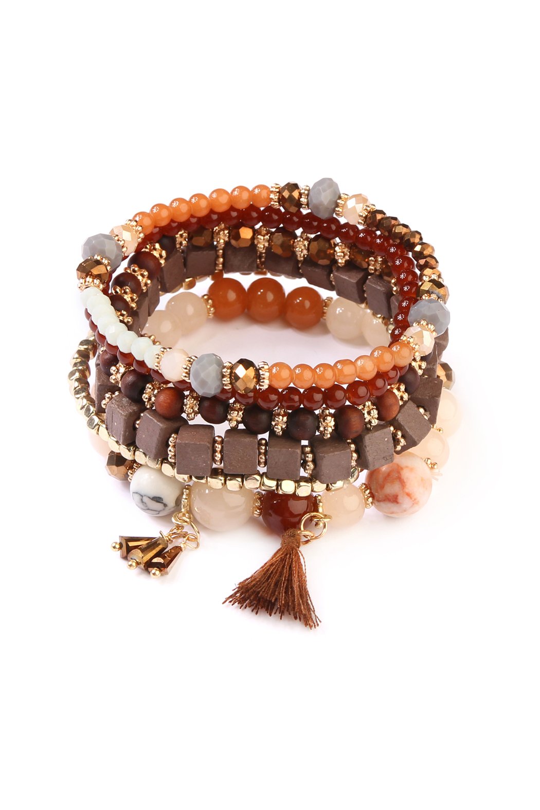 Riah Fashion - Charm Stack Bracelet - 4 COLORS -