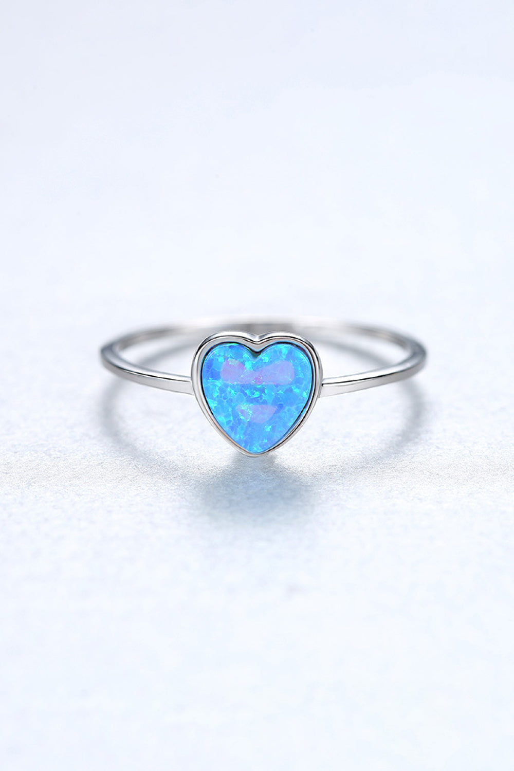 Opal Heart 925 Sterling Silver Ring - T - SIZES 6 THRU 9 - 3 COLORS -