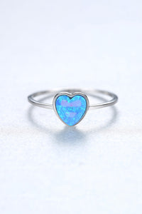 Thumbnail for Opal Heart 925 Sterling Silver Ring - T - SIZES 6 THRU 9 - 3 COLORS -