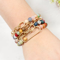 Thumbnail for Riah Fashion - Chain Beaded Stretch Bracelet - 6 COLORS -