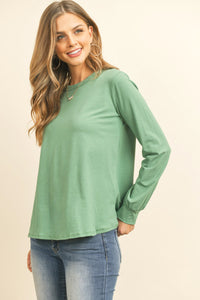 Thumbnail for Riah Fashion - Long Sleeve Round Neck Solid Top - 17 COLORS -