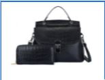 Savoy - Bower Faux Crocodile Handbag Set ( 2-Pack) - BLACK - 1 COLOR -