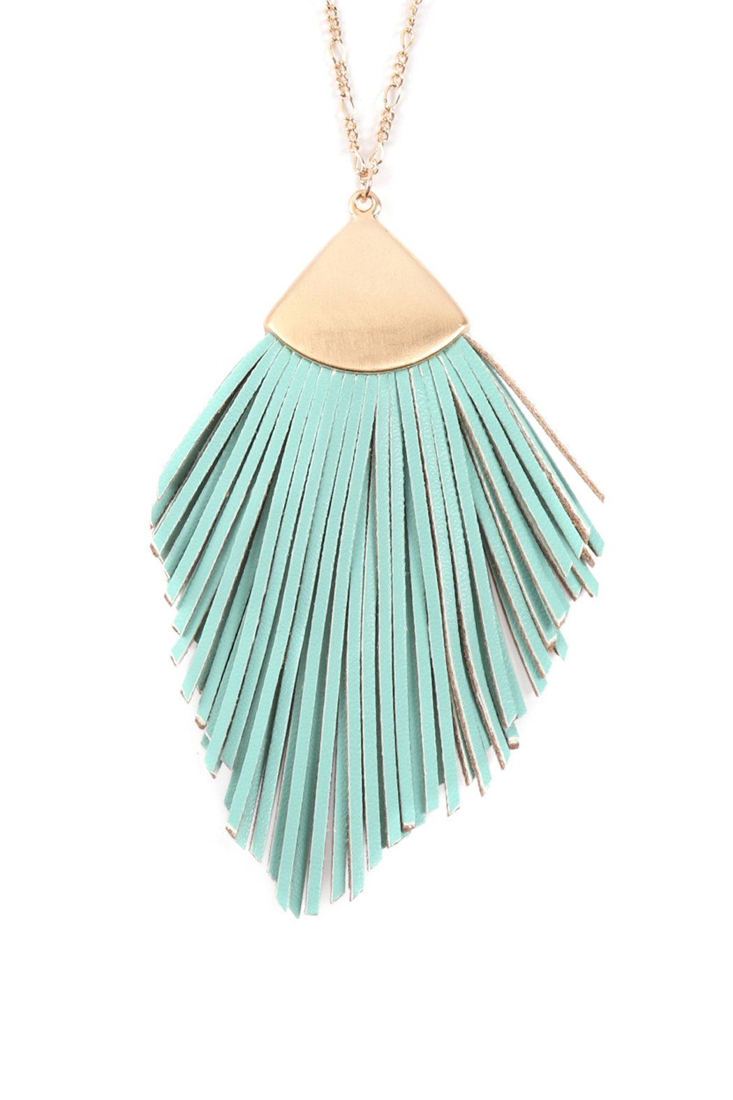 Feather Shape Pu Leather Tassel Necklace - 8 COLORS -