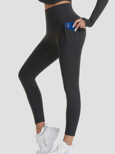 Pocketed High Waist Active Leggings - T - 4 COLORS -