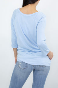 Thumbnail for Stylespect - Twisted Front Comfortable Top - Blue - 1 COLOR -