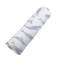 Thumbnail for Newcastle - Blue Shadow Whales Bamboo Swaddle -