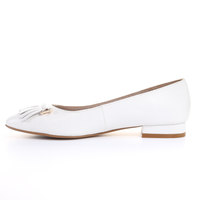 Thumbnail for Tassel Leather Square Toe Ballerina (White)