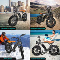 Thumbnail for OOK TEK - EU / US Warehouse - Retro Motorcycle Design 750W Max 50Kmh E Bike Adult Bike - Electric Bike - [6-9 DAY DELIVERY] - 2 SEAT COLORS -