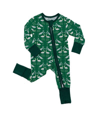 Thumbnail for Eclipse Kids - I'm Narwhally Sleepy - Green - Long Sleeve Zipper Sleep Romper -