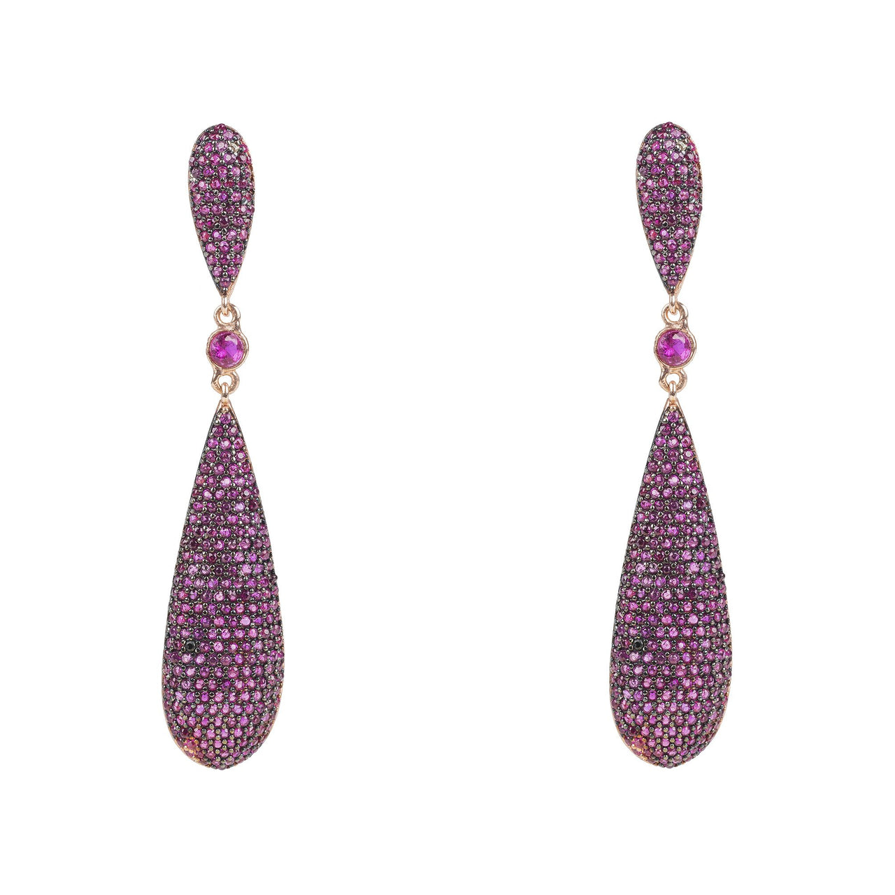 LATELITA - Coco`s Long Drop Earrings Ruby Red CZ -