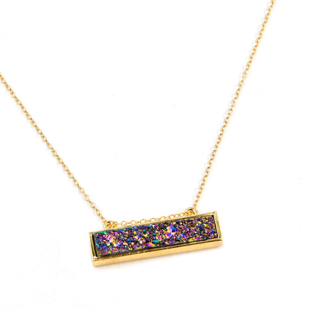 Christy Jean - Bethany Druzy Bar Necklace - 7 COLORS -