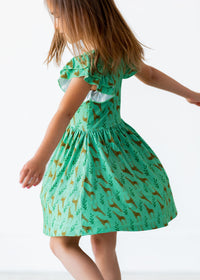 Thumbnail for Eclipse Kids - Flutter Sleeve Twirl Dress - Giraffes - SIZES 2T THRU 11/12 -