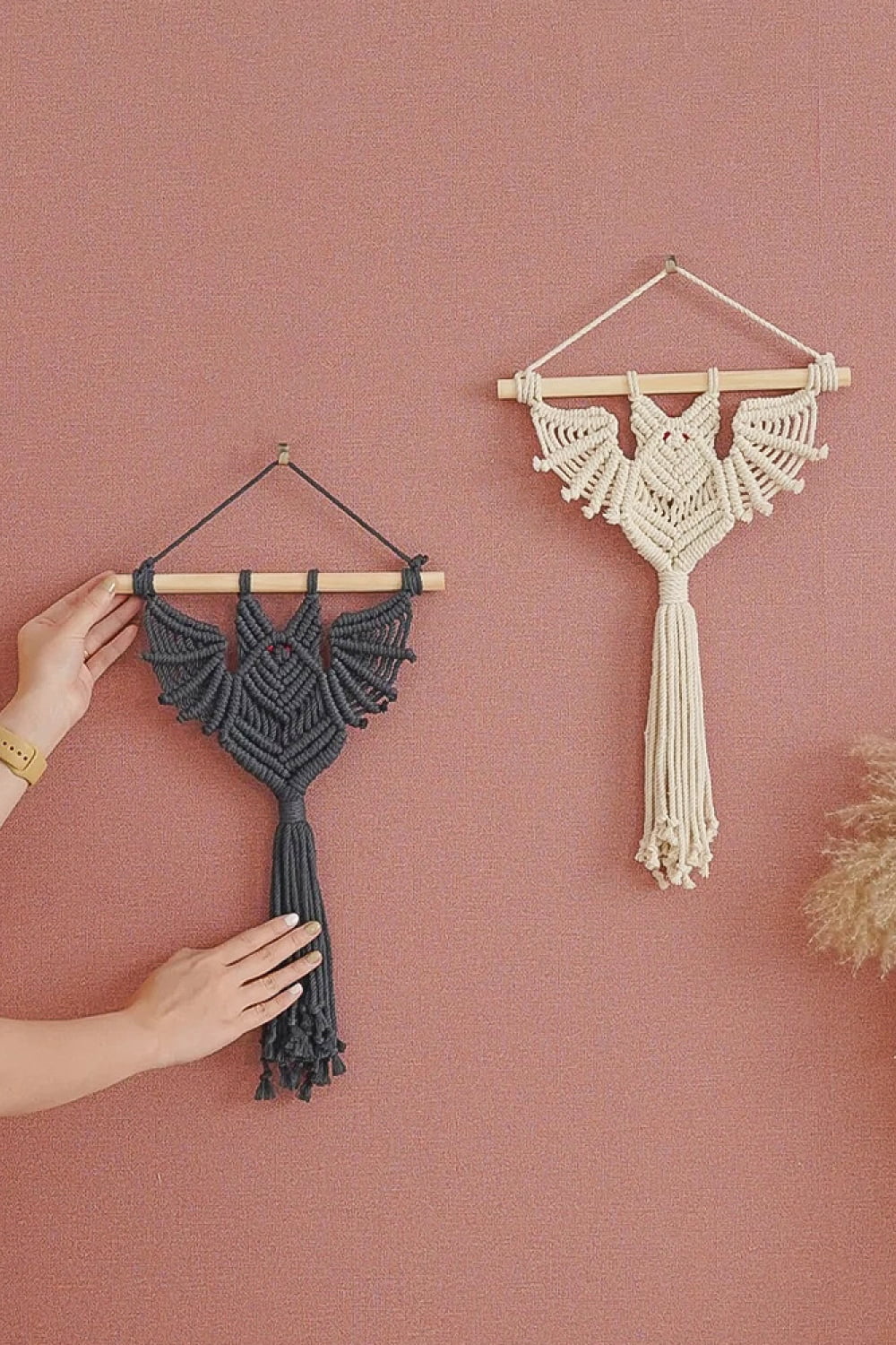 19.7" Bat Macrame Wall Plant Hanger - T - 2 COLORS - 1 SIZE