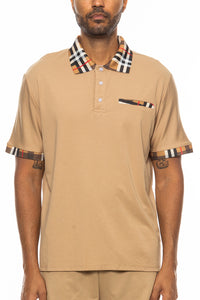 Thumbnail for Checkered Plaid Detail Polo - 4 COLORS -