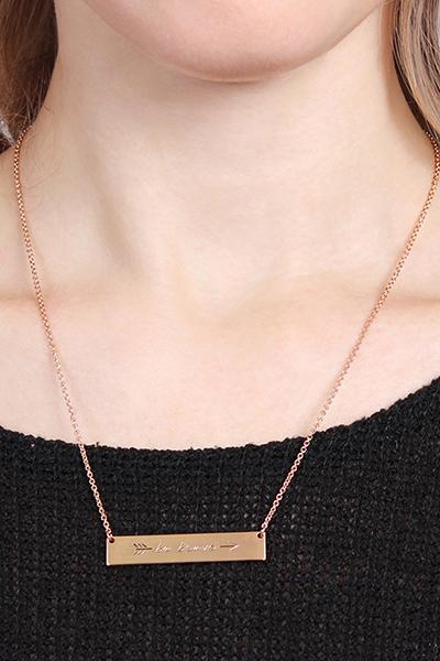 Riah Fashion - "Be Brave" Bar Necklace - 3 FINISHES