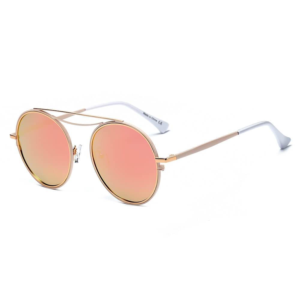 Fairfax | CA10 - Polarized Circle Round Brow-Bar Fashion Sunglasses - 6 COLORS -