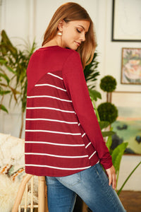 Thumbnail for Riah Fashion - Solid Stripe Contrast Color Block Top - 4 COLORS -