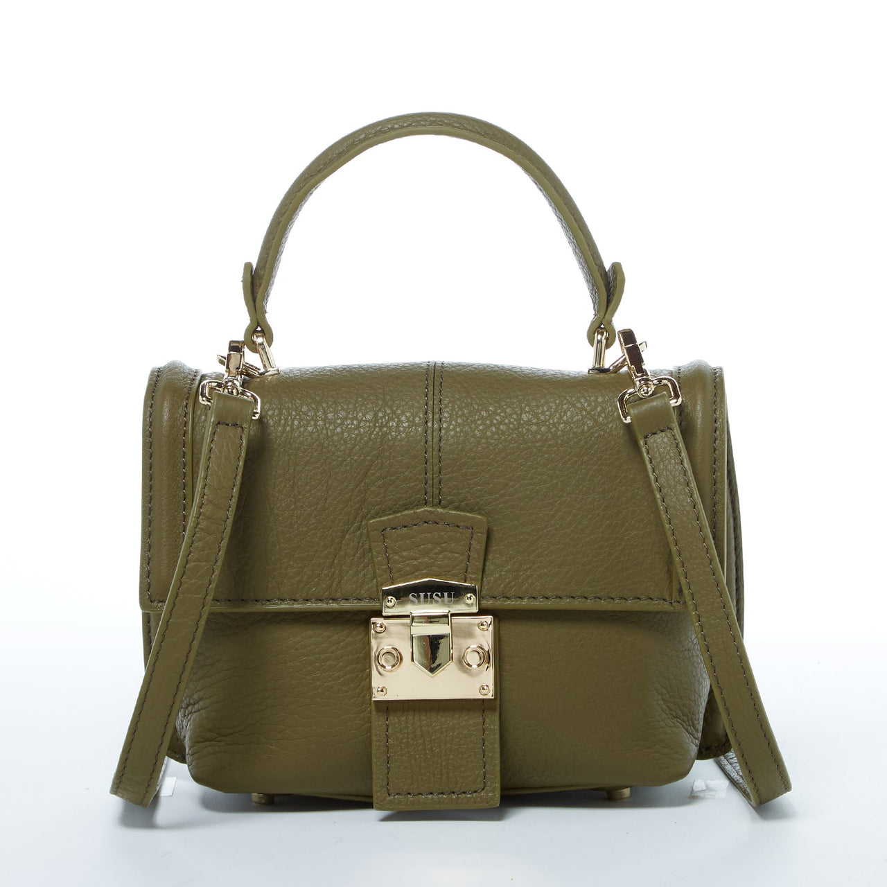 Linda Leather Convertible Backpack Purse Olive Green -