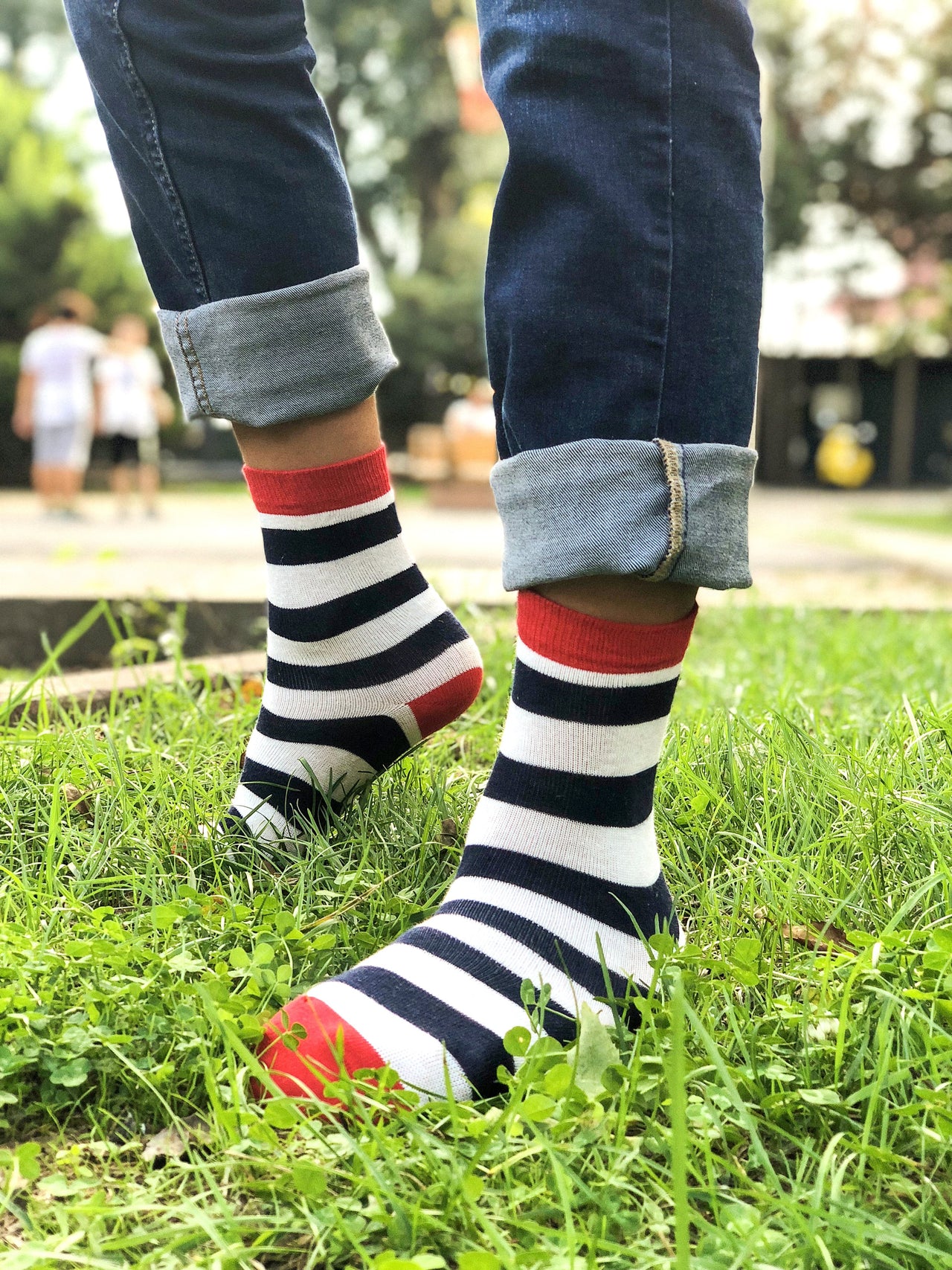 Kids Navy-White Stripes Socks - 1 COLOR -