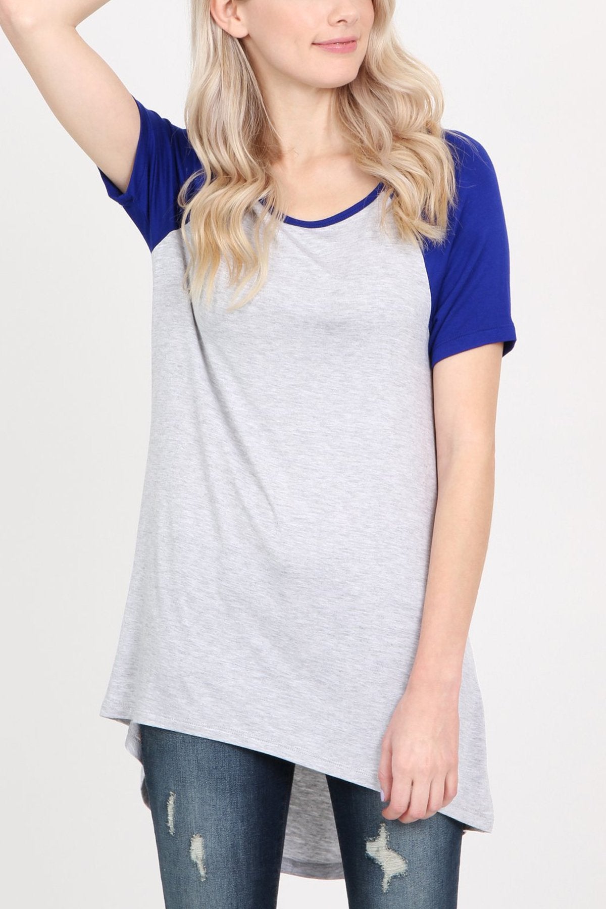 Riah Fashion - Short Sleeve Raglan Top - 4 COLORS -