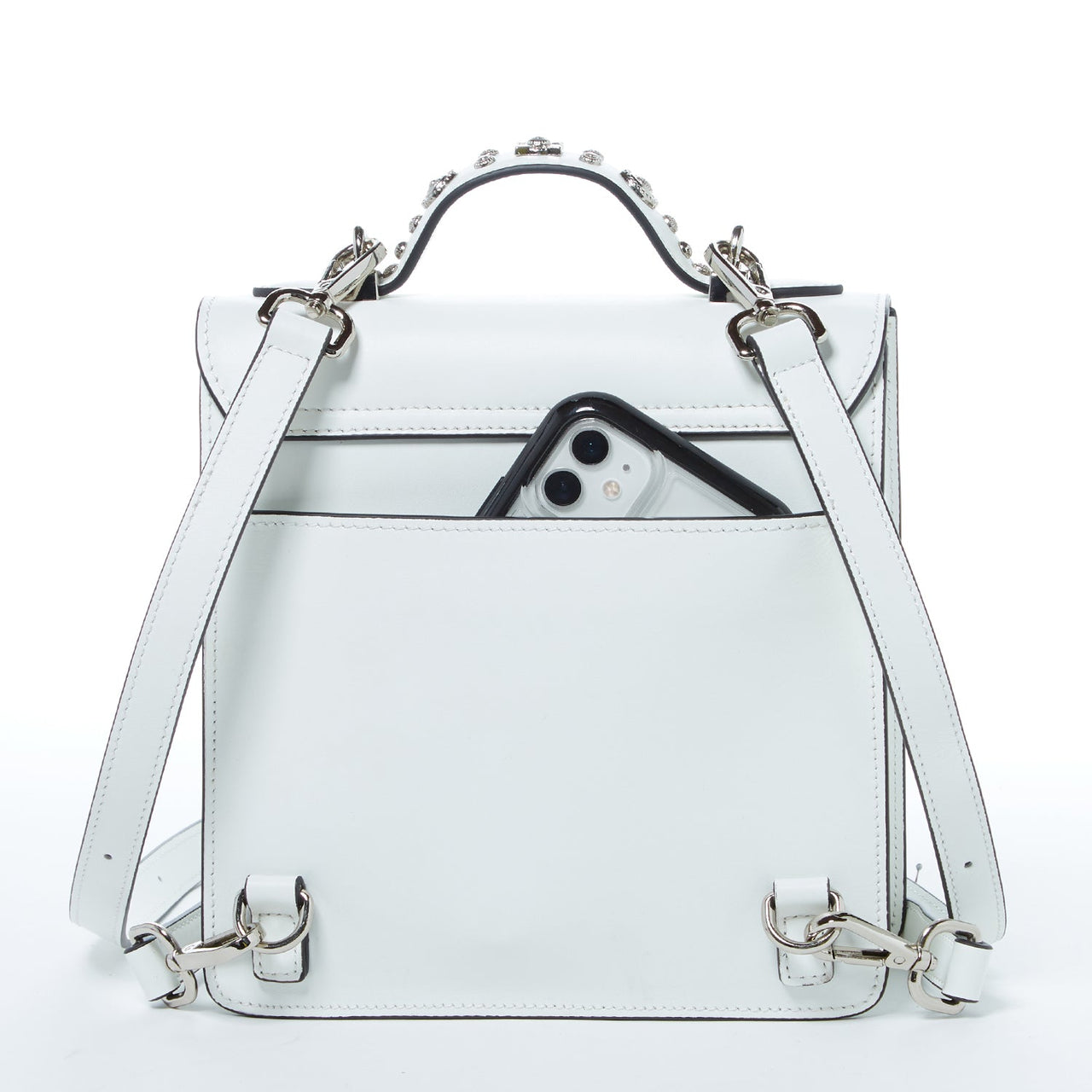 The Hollywood Backpack Leather Purse White -