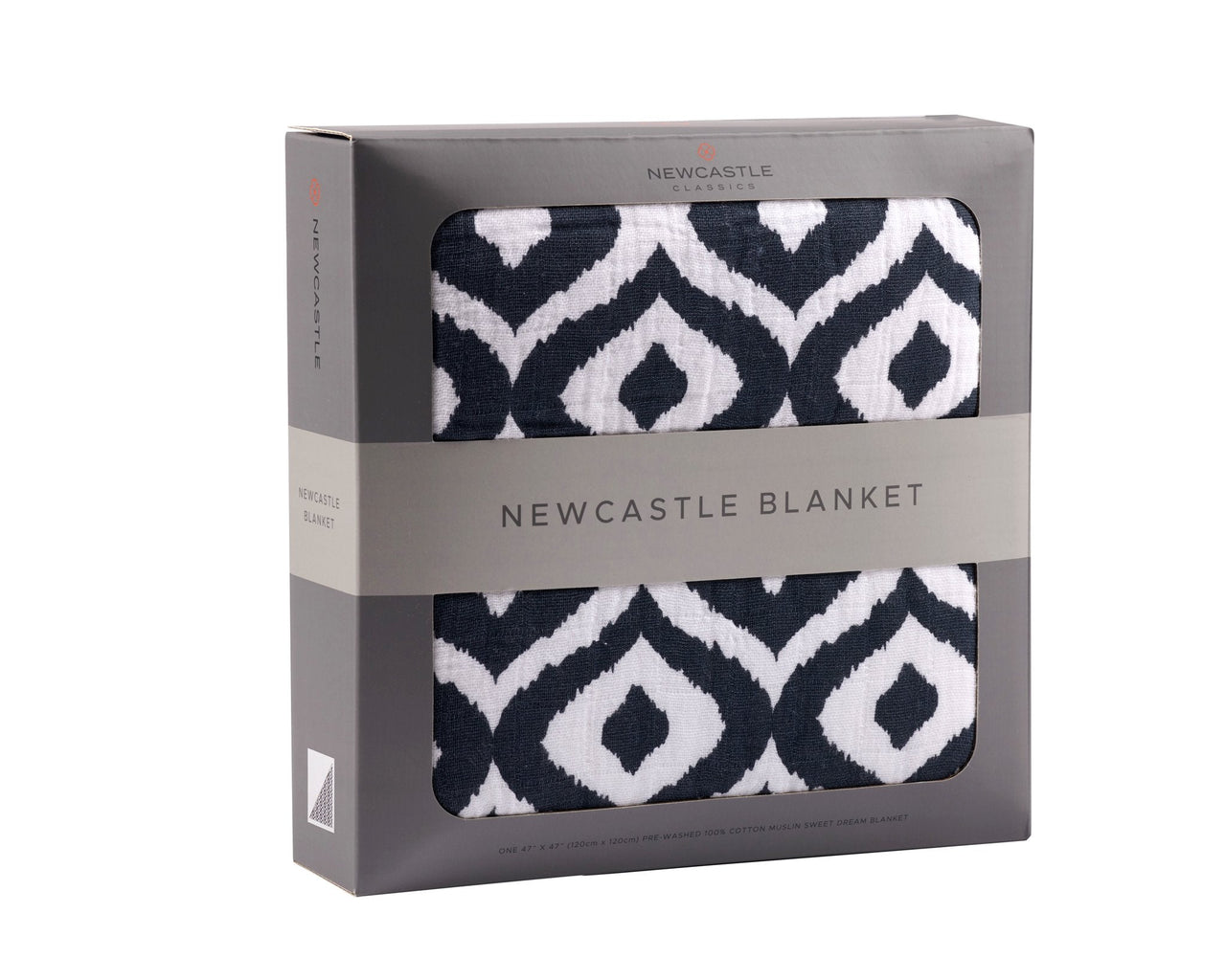 Moroccan Blue Cotton Muslin Newcastle Blanket -