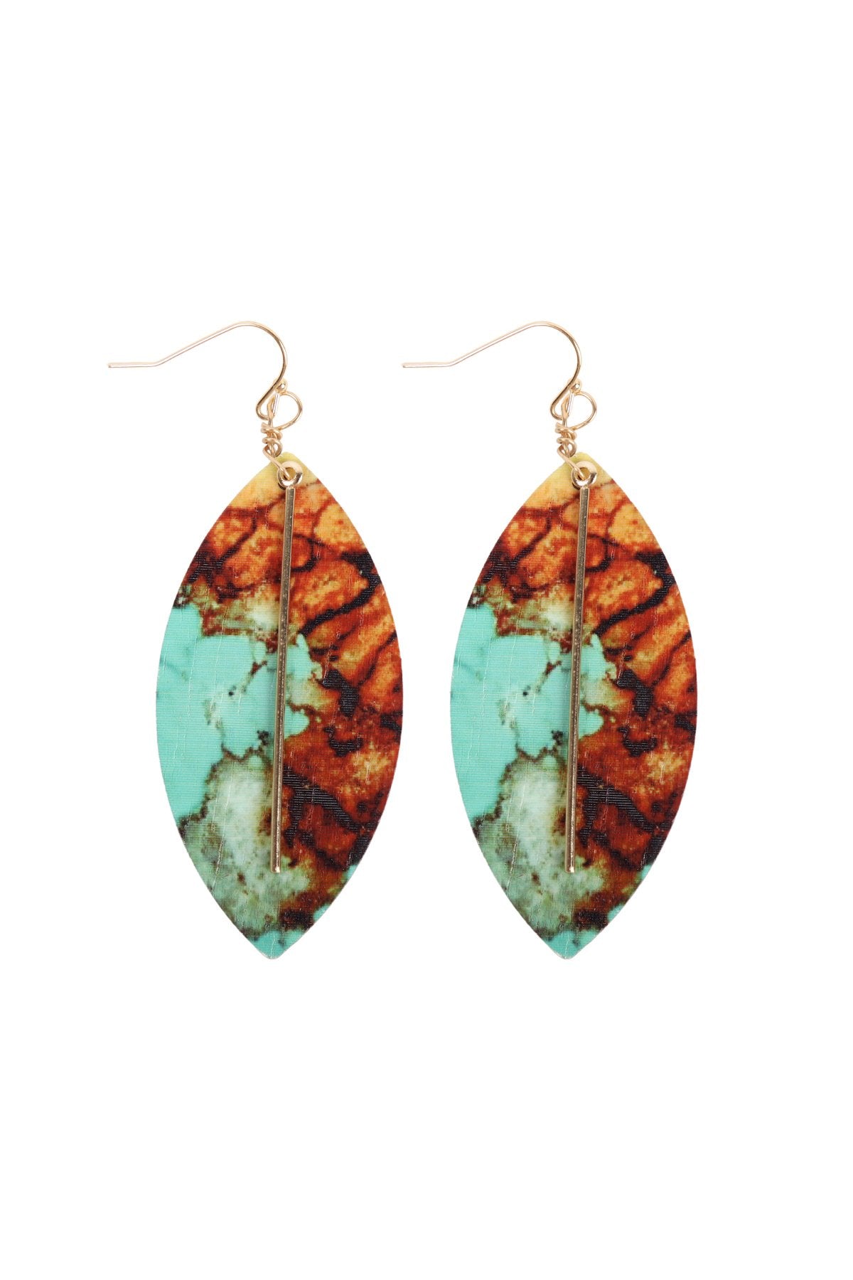 Semi Wood Fish Hook Bar Earrings - 3 COLORS -