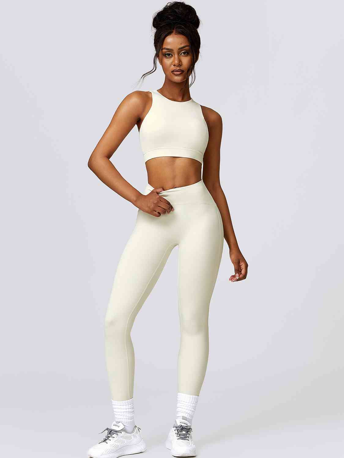 Cutout Cropped Sport Tank and Leggings Set - 2 PCS. - T - 5 COLOR -