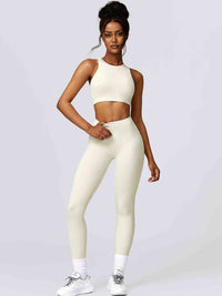 Thumbnail for Cutout Cropped Sport Tank and Leggings Set - 2 PCS. - T - 5 COLOR -