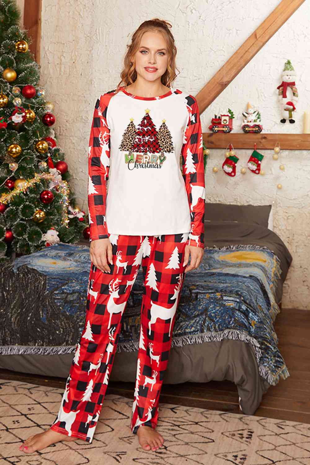 MERRY CHRISTMAS Graphic Top and Pants Set - T - SOLD BY SIZE / 2 PCS. - 4 SIZES -