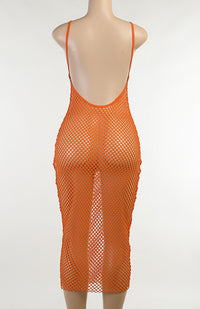 Thumbnail for Mesh Backless Sexy Hollow Slip Dress - K - 1 COLOR -