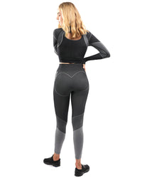 Thumbnail for Savoy - Escolta Seamless Legging & Sports Top Set - Black & Charcoal Grey - 2 PCS. - 1 COLOR -