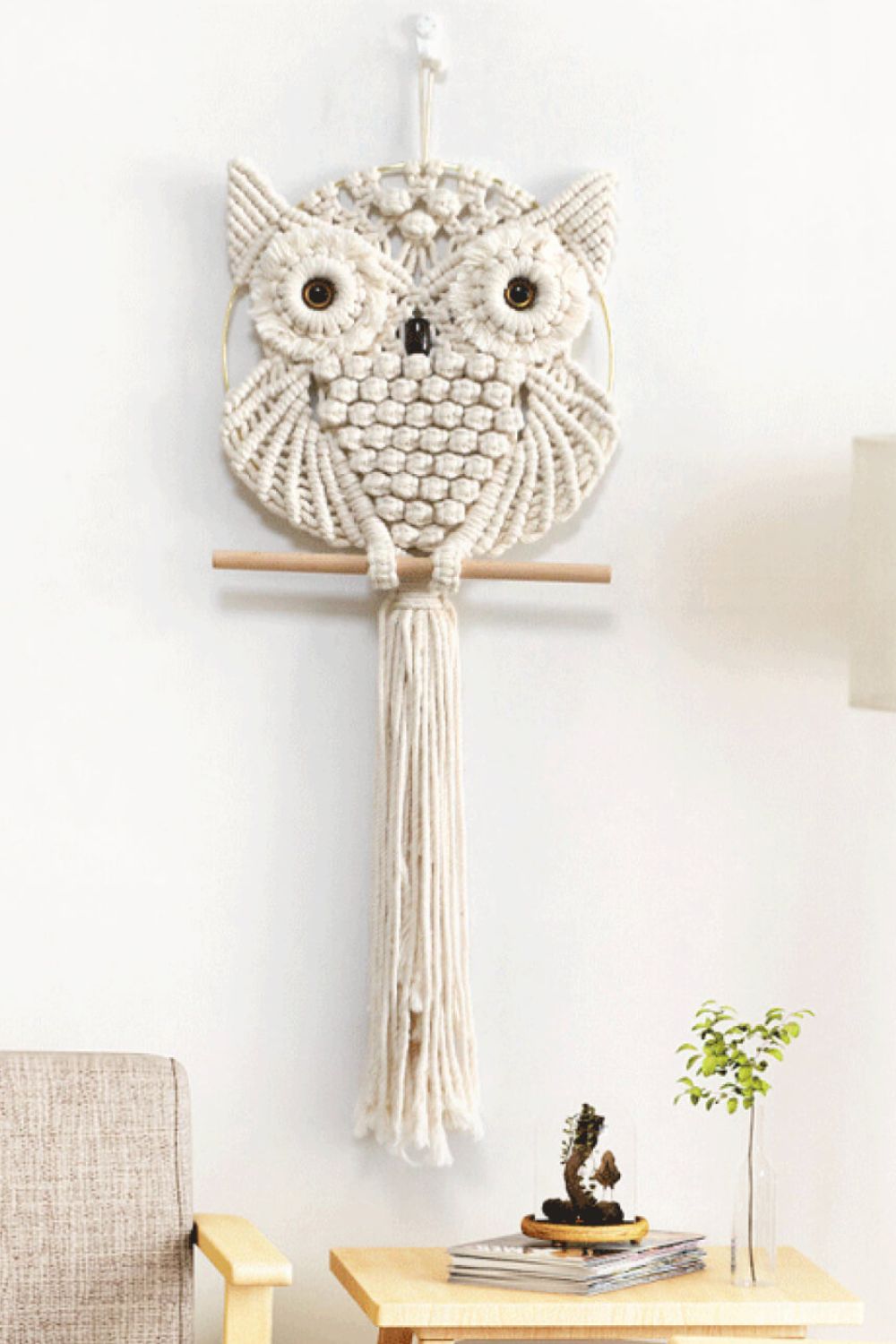 Hand-Woven Owl Macrame Wall Hanging - 31.5" X 11.8" - T - 1 COLOR -