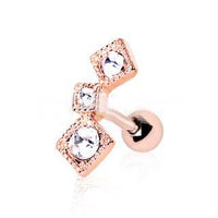 Thumbnail for Rose Gold Art of Brilliance Triple Square Drop Cartilage Earring -