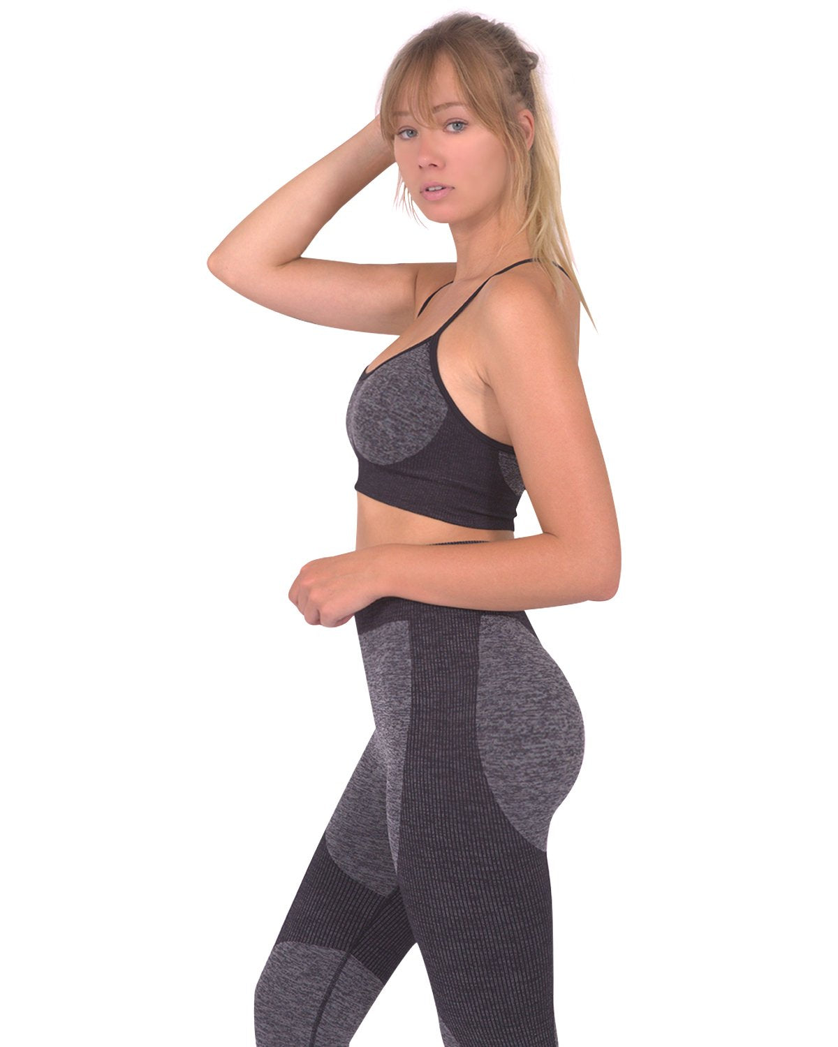 Savoy - Megara Seamless Sports Bra With Striped Band - Black - 1 COLOR -