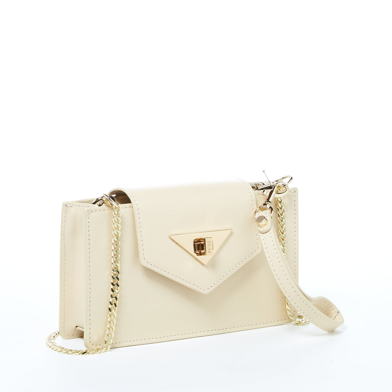 Mary Off White Mini Crossbody Bag Leather Wristlet -