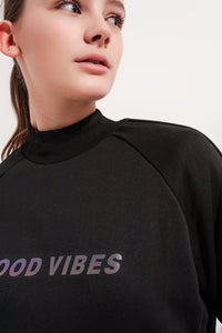 Thumbnail for Q2 - High Neck Sweatshirt in Black - 2 SIZES REMAIN! - 1 COLOR -