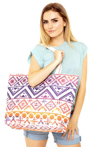 Thumbnail for Riah Fashion- Navy Red Colorful Tribal Tote Bag - 1 COLOR -