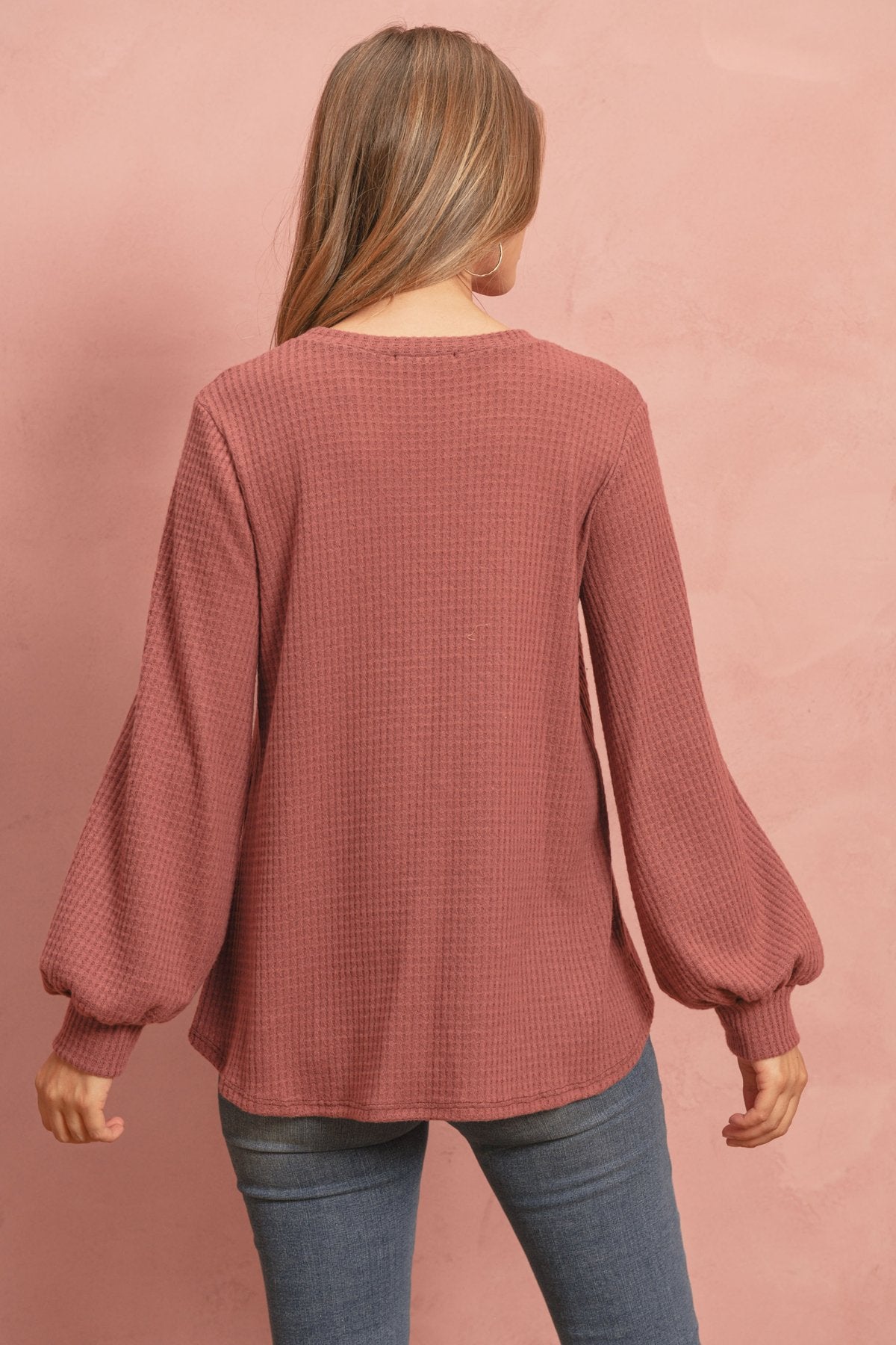 Riah Fashion - Puff Sleeved Waffle Top - 9 COLORS -