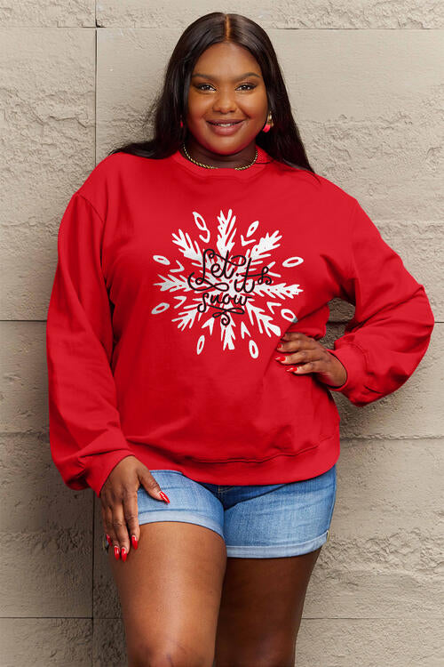 Simply Love Full Size LET IT SNOW Long Sleeve Sweatshirt - SIZES S THRU 3XL - T - 3 COLORS -