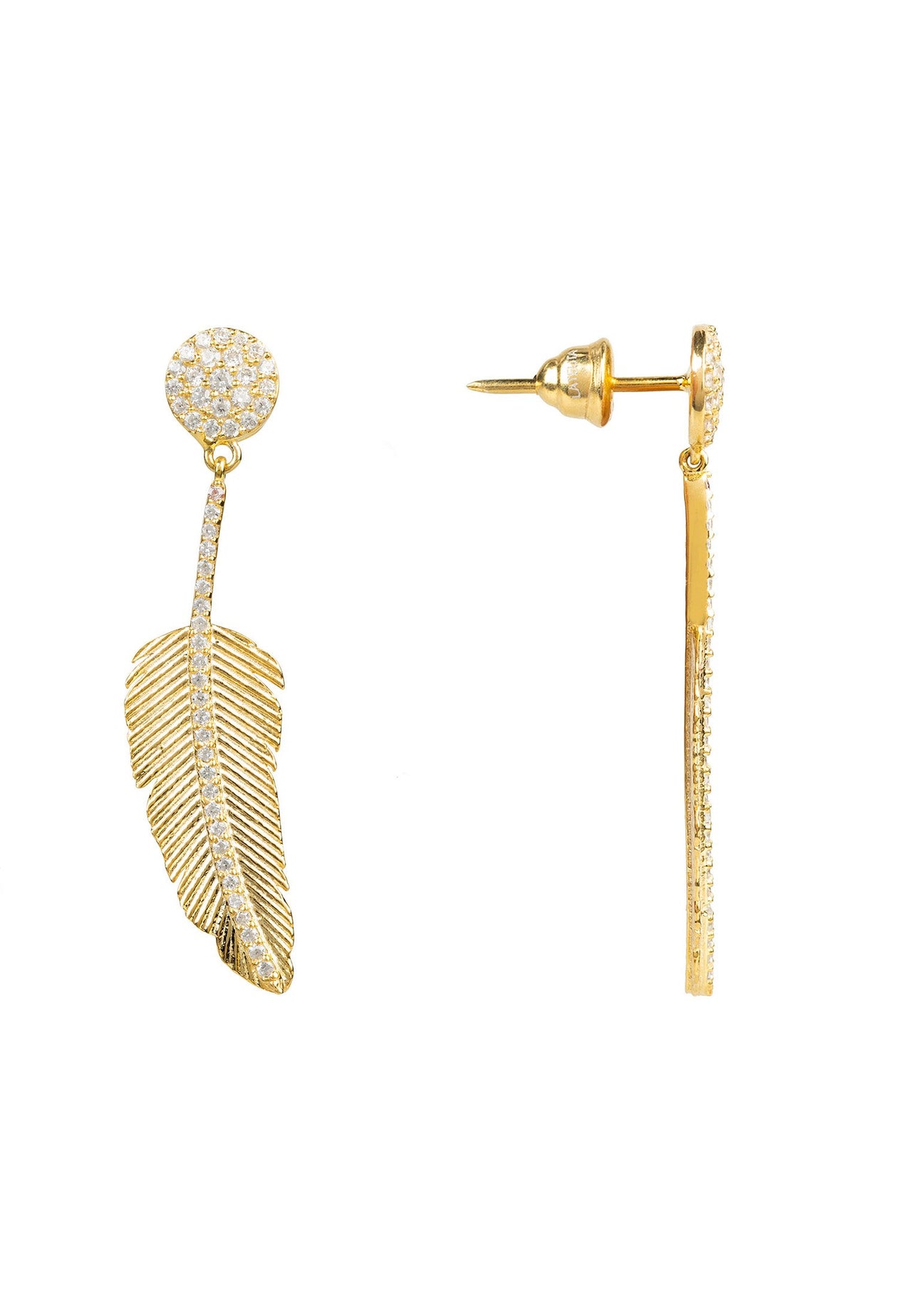 LATELITA - Angelic Feather Drop Earrings Gold -