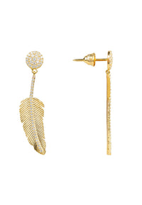 Thumbnail for LATELITA - Angelic Feather Drop Earrings Gold -