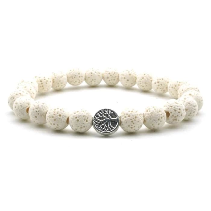 White Lava Stone Tree of Life Essential Oil Bracelet -