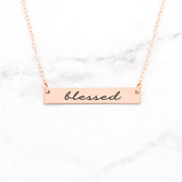 Thumbnail for Blessed Necklace - Rose Gold Bar Necklace -