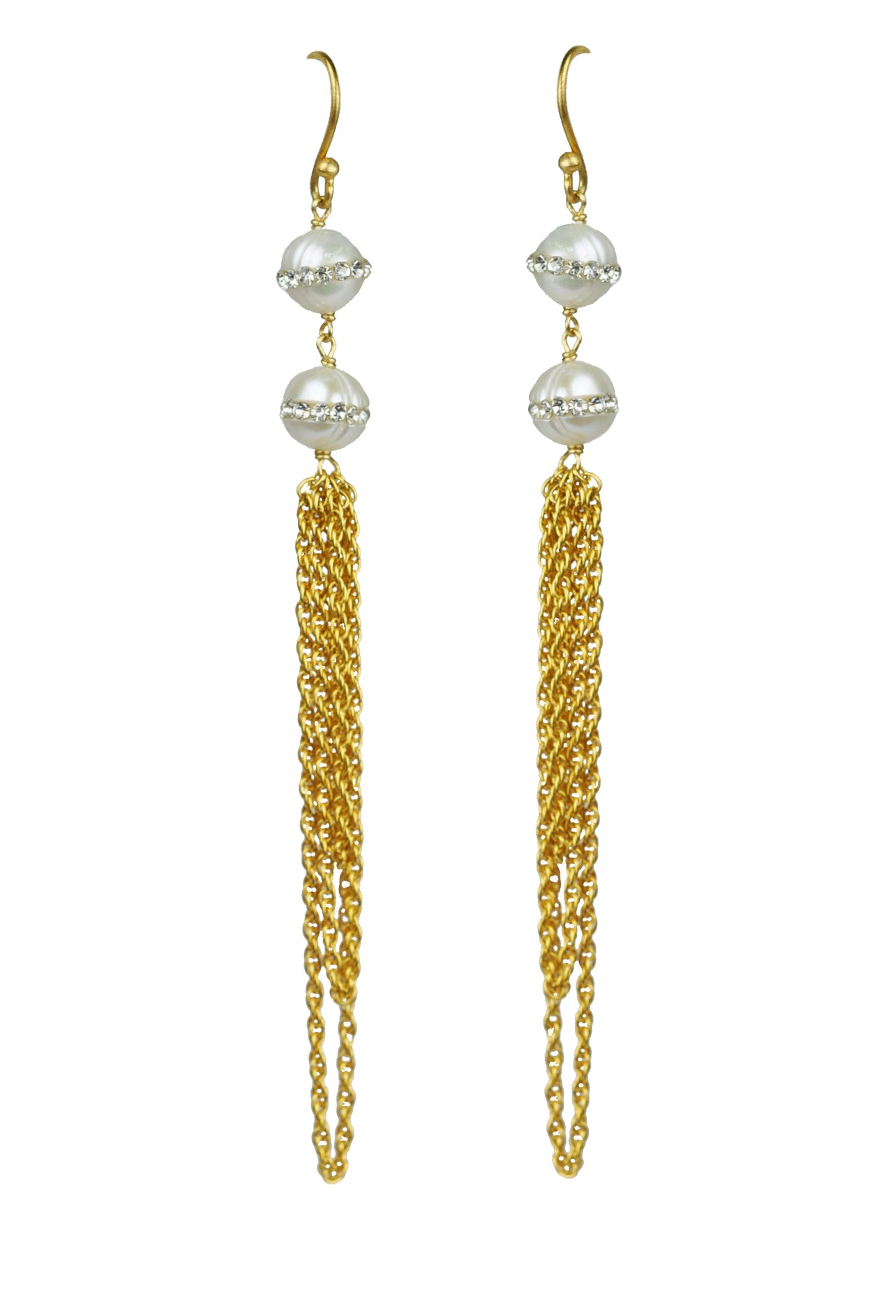 Gena Myint - Double White Pearl Statement Earrings -