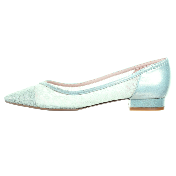 Lace Pointed Toe Ballerina (Light Green)