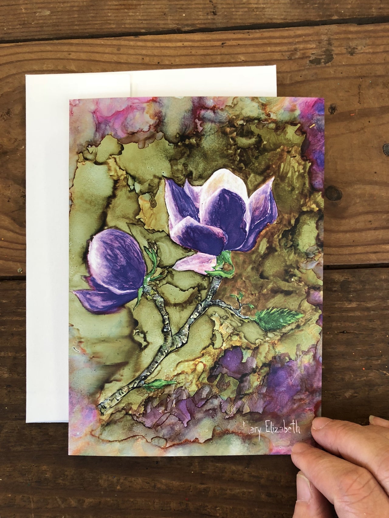 Purple Magnolia : Greeting Card - 5"X7" - 1 OR SET(6) -